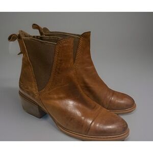 timberland boots women 6.5 Leather Brown Ankle Low Heel Chestnut